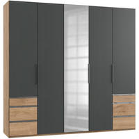 GARDEROB MED GÅNGJÄRN 250/236/58 cm 5-dörrar - kromfärg/grafitfärgad, Modern, trämaterial (250/236/58cm) - MID.YOU