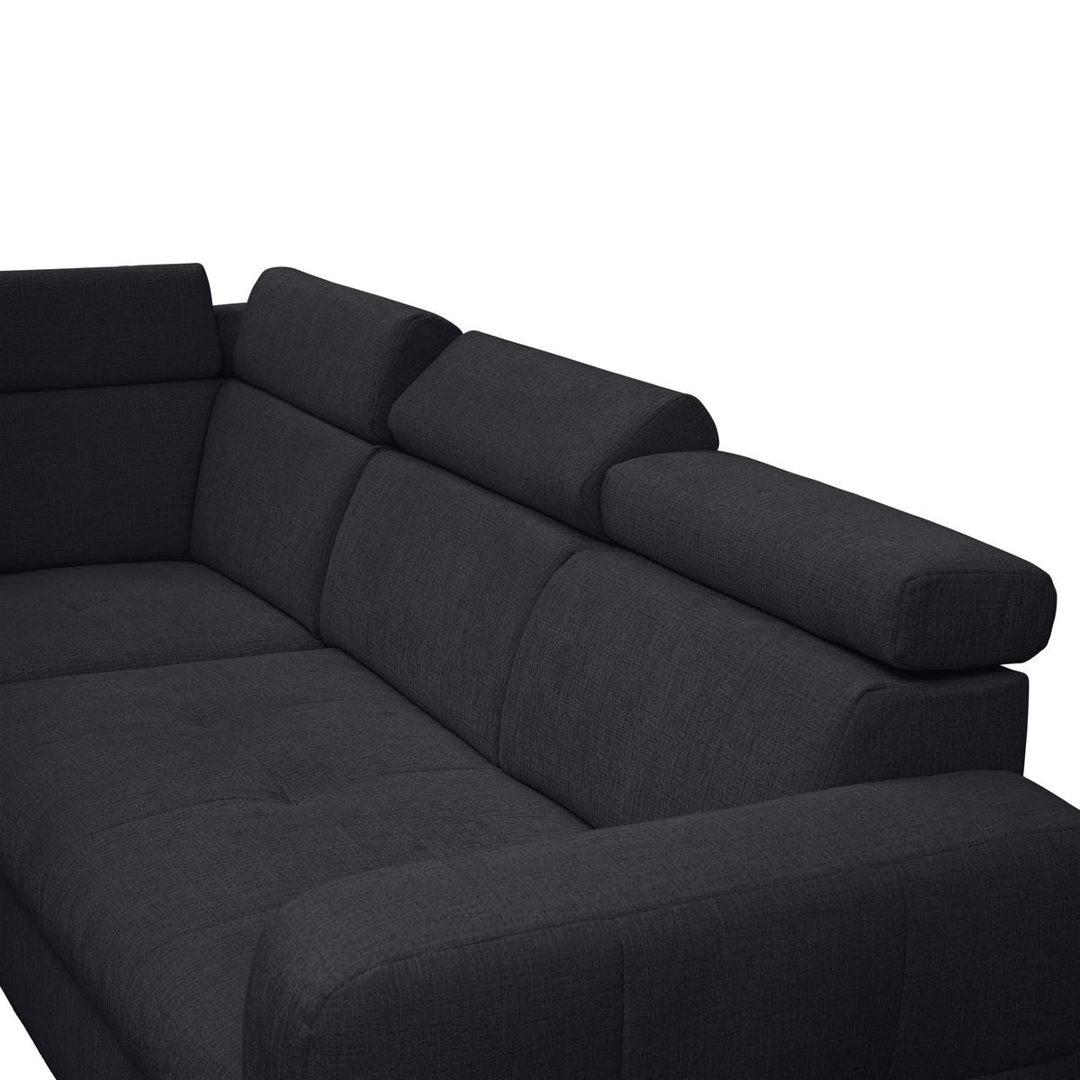 ECKSOFA inkl. Funktionen Graphitfarben Samt  - Graphitfarben, Natur, Holz/Textil (206/261cm) - Venda