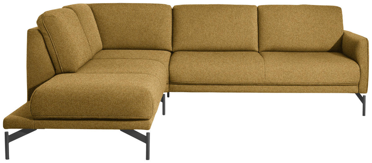 ECKSOFA in Flachgewebe, Struktur Gelb, Grün  - Anthrazit/Gelb, Design, Textil/Metall (230/254cm) - Johann Jakob