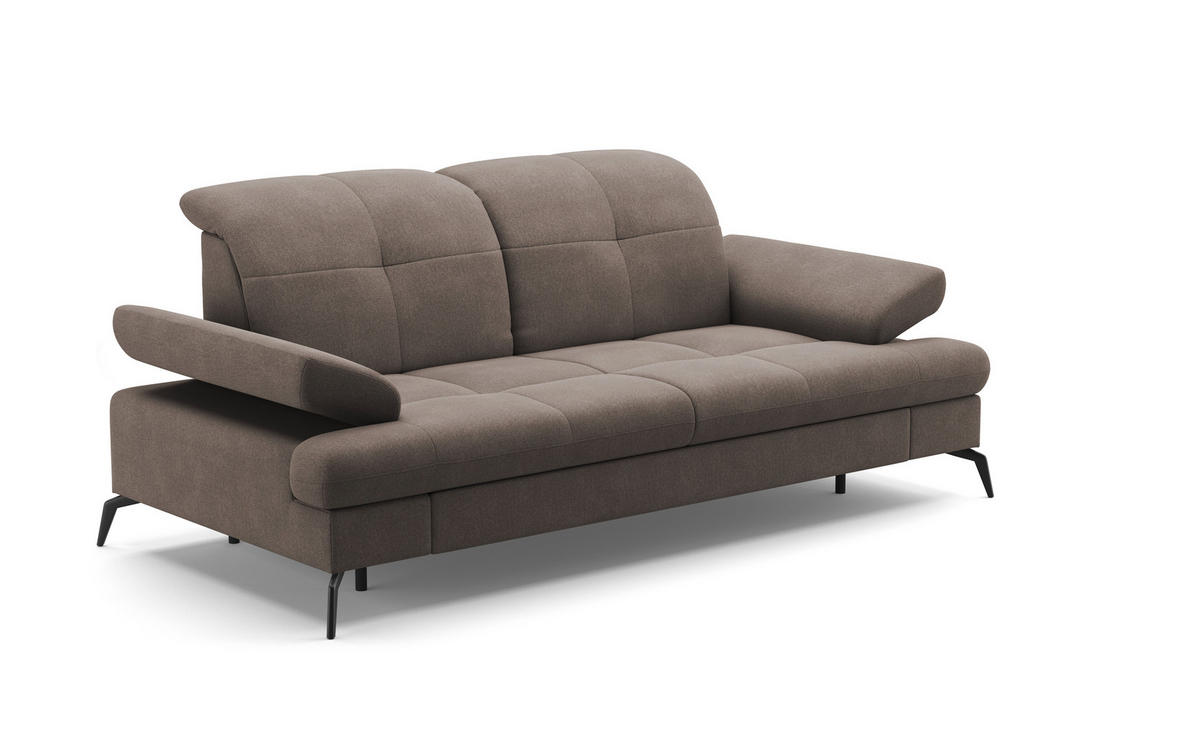 2,5-SITZER in Flachgewebe Schlammfarben  - Schlammfarben/Schwarz, Konventionell, Textil/Metall (202/90/122cm) - Sit & More