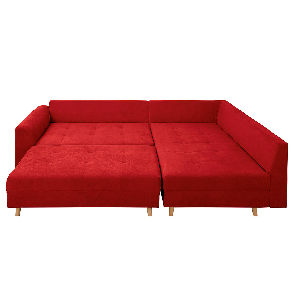 ECKSOFA inkl. Hocker Ariella in Mikrofaser Rot  161/231 cm  - Rot/Naturfarben, Design, Holz/Textil (161/231cm) - Livetastic