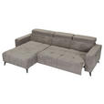 ECKSOFA Taupe Cord Rücken echt, Kopfteilverstellung, Sitzvorzug  - Taupe/Schwarz, KONVENTIONELL, Textil/Metall (170/257cm) - Carryhome