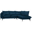 ECKSOFA Dunkelblau Samt  - Schwarz/Dunkelblau, Design, Textil/Metall (241/200cm) - Carryhome