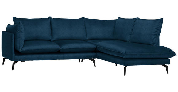 ECKSOFA Dunkelblau Samt  - Schwarz/Dunkelblau, Design, Textil/Metall (241/200cm) - Carryhome