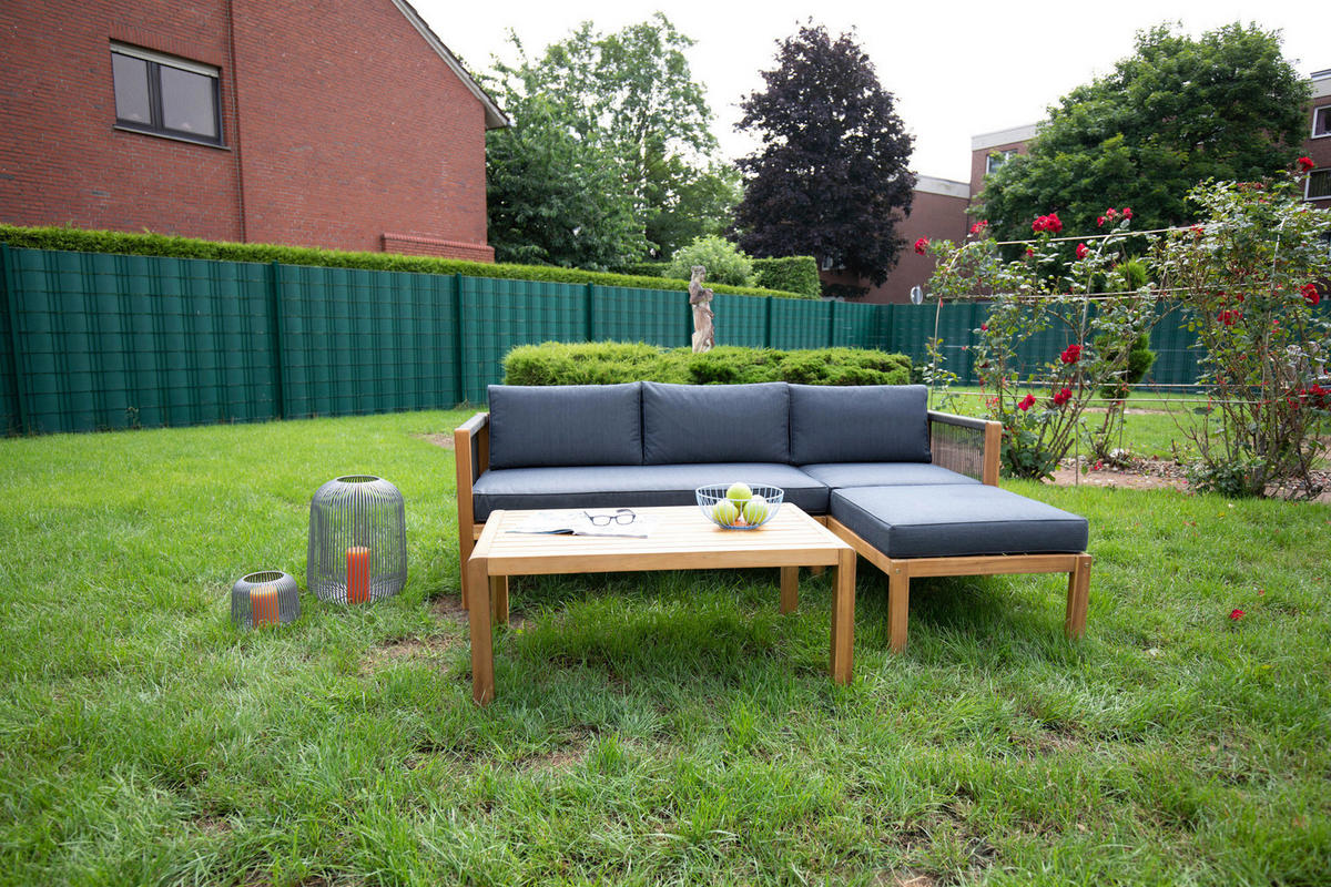 LOUNGEGARNITUR  198/132 cm  Akazie  - Schwarz/Akaziefarben, Basics, Holz/Textil (198/132cm) - Acamp