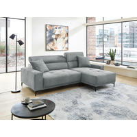 ECKSOFA Cord Hellblau  - Schwarz/Hellblau, Basics, Textil/Metall (250/183cm) - Livetastic