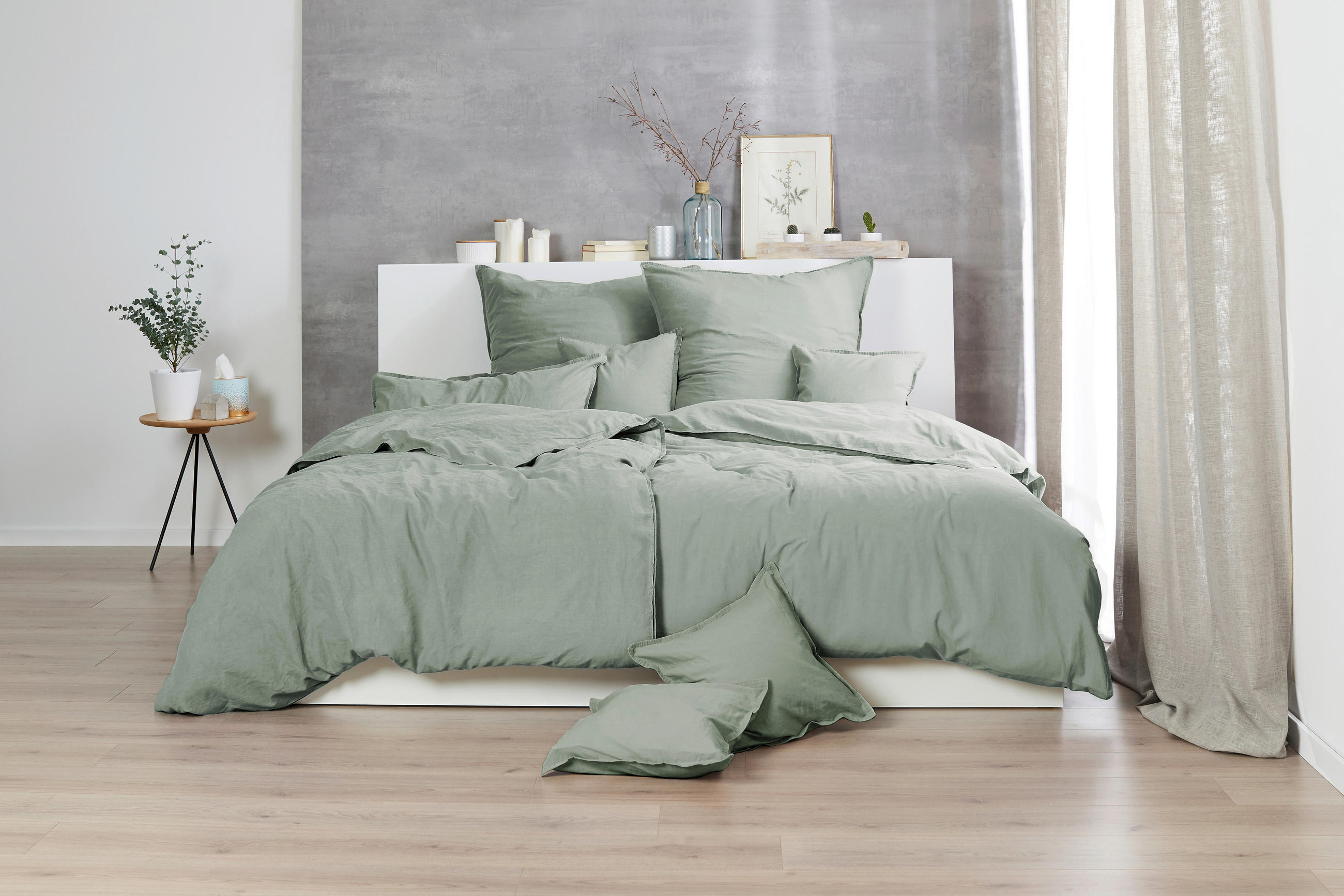 BETTWÄSCHE Renforcé 200/200 cm  - Olivgrün, Basics, Textil (200/200cm)