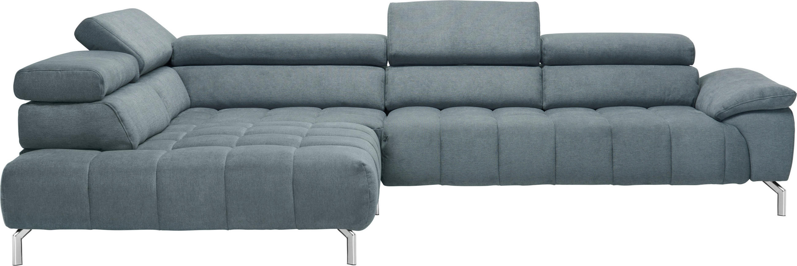 ECKSOFA Grau Chenille - Chromfarben/Grau, Design, Textil/Metall (222/323cm) - Beldomo Style