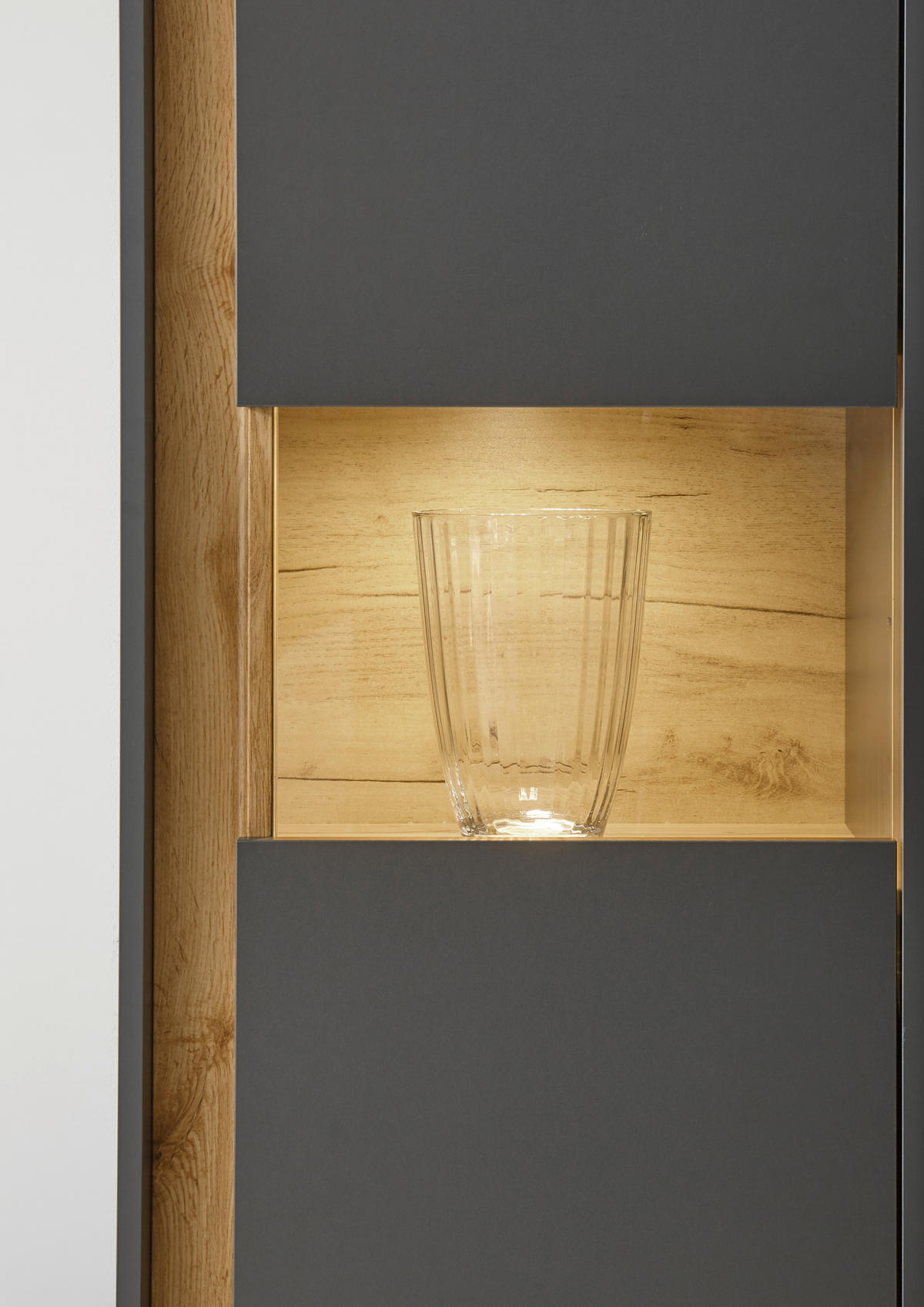 VITRINE  in Anthrazit, Eiche Wotan  - Anthrazit/Eiche Wotan, Design, Holzwerkstoff/Kunststoff (50/157/40cm) - Modante