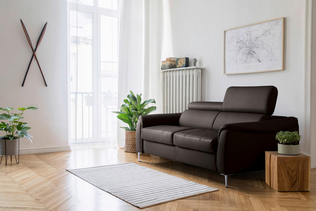 SCHLAFSOFA in Textil, Leder Dunkelbraun  - Dunkelbraun, Design, Leder/Textil (203/77-98/103cm) - MID.YOU