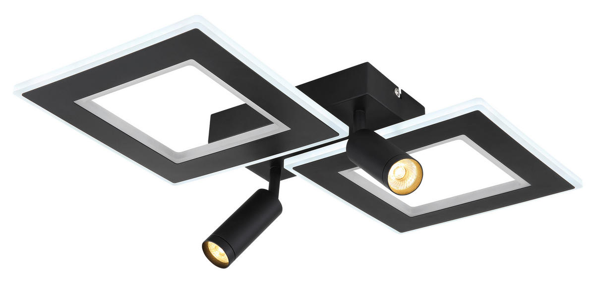 LED-DECKENLEUCHTE    54/41/11,5 cm  - Opal/Schwarz, Design, Kunststoff/Metall (54/41/11,5cm) - Globo