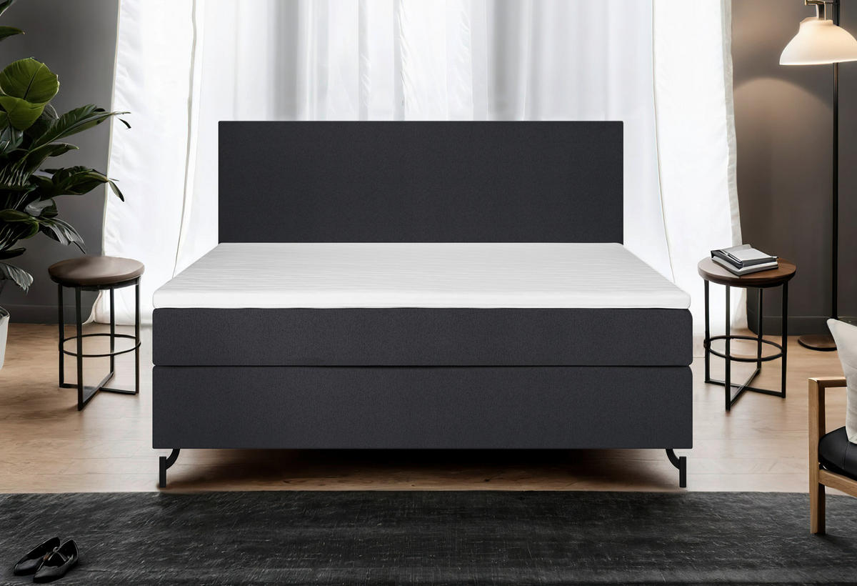 BOXSPRINGBETT 160/200 cm  in Schwarz  - Schwarz, Modern, Textil (160/200cm) - MID.YOU