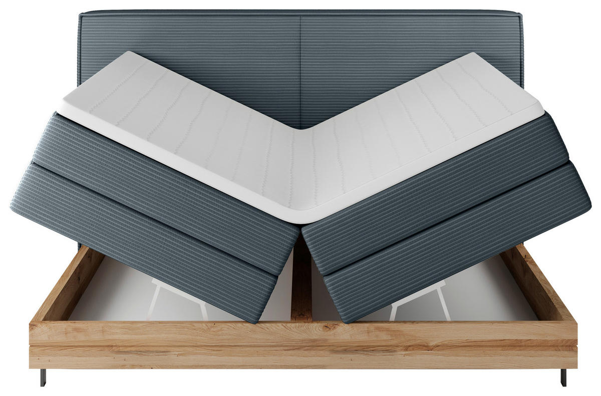 BOXSPRINGBETT 160/200 cm  in Dunkelblau  - Schwarz/Dunkelblau, Natur, Holz/Textil (160/200cm) - Valnatura