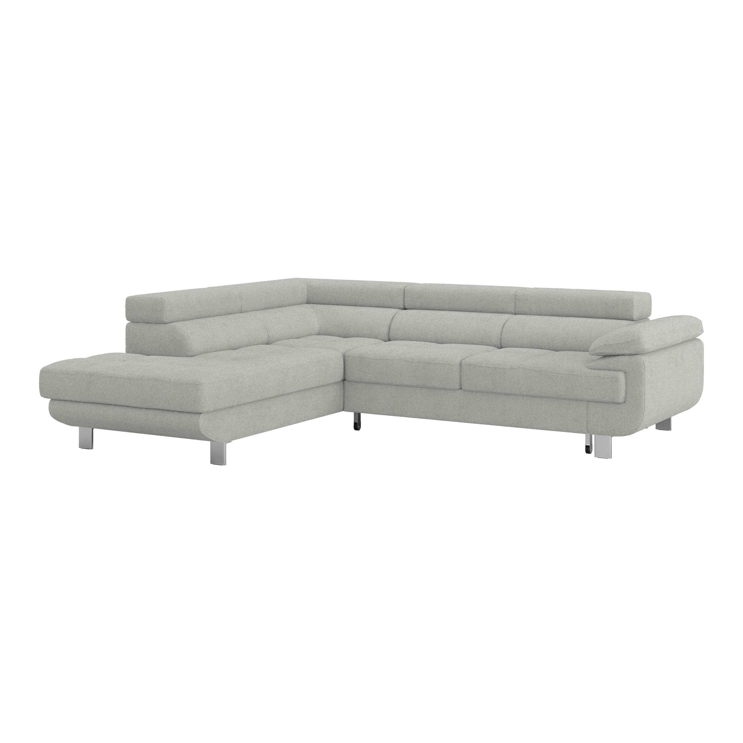 ECKSOFA in Drell Hellgrau  - Hellgrau, Modern, Textil/Metall (230/270cm) - MID.YOU