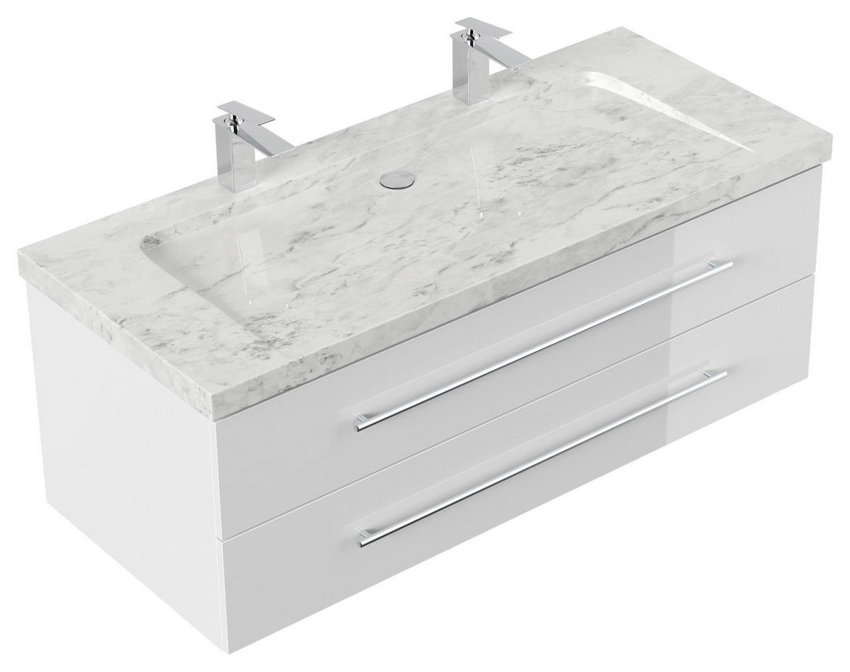 WASCHTISCHKOMBI 130 cm  - Weiß Hochglanz, Basics, Holzwerkstoff/Stein (130cm) - MID.YOU