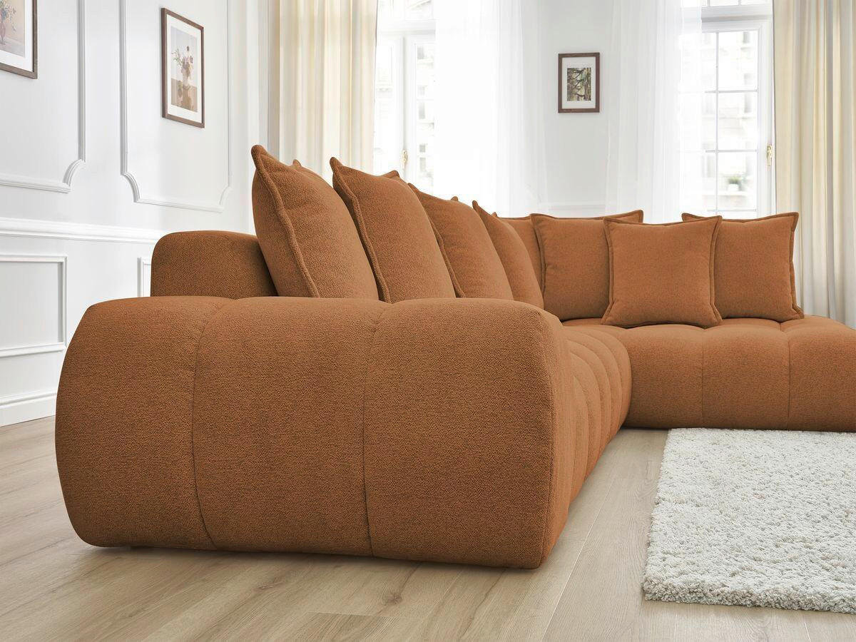 ECKSOFA Ottomane rechts  EVEREST Orange Flachgewebe  - Schwarz/Orange, MODERN, Kunststoff/Textil (352/210cm)