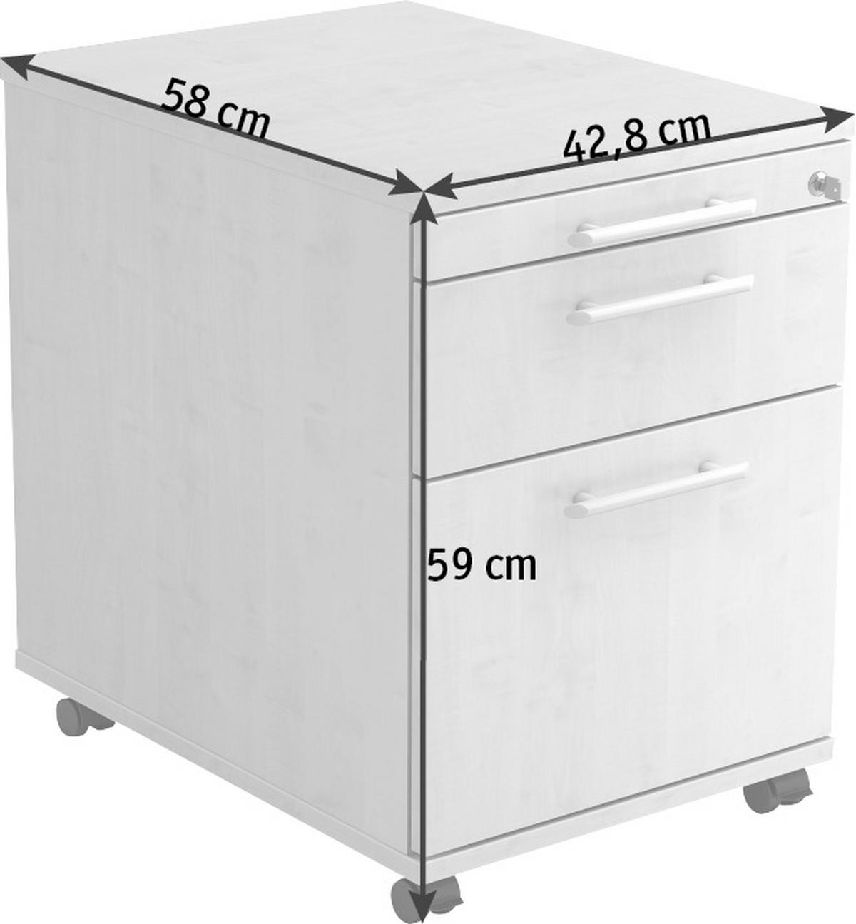 ROLLCONTAINER Ahornfarben  - Ahornfarben/Alufarben, KONVENTIONELL, Holzwerkstoff/Kunststoff (42,8/59/58cm) - Venda