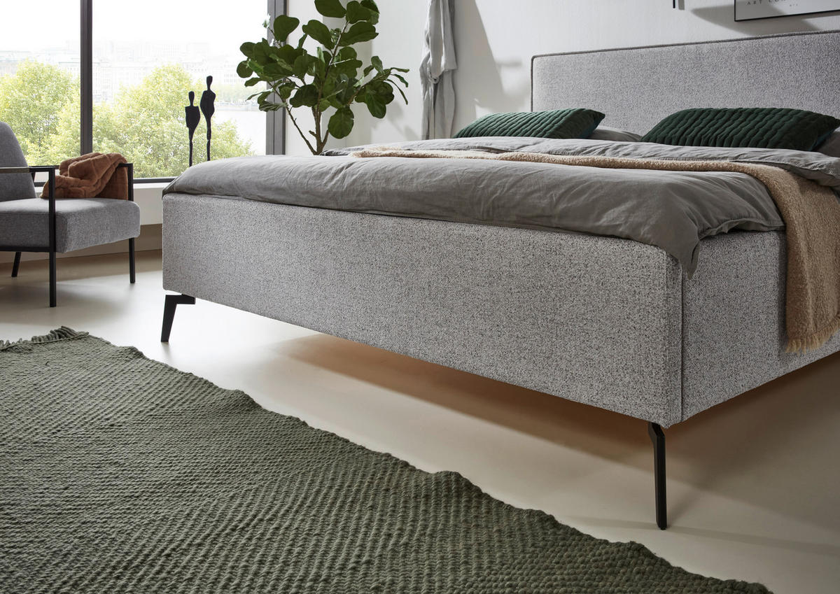 POLSTERBETT 180/200 cm  in Grau  - Birkefarben/Buchefarben, Design, Holz/Textil (180/200cm) - home24