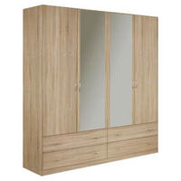 DREHTÜRENSCHRANK in Sonoma Eiche  - Silberfarben/Sonoma Eiche, Konventionell, Glas/Holzwerkstoff (181/197/54cm) - Boxxx