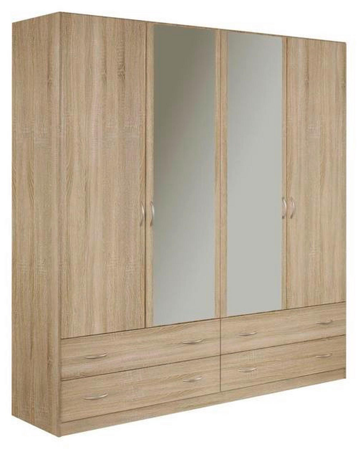 DREHTÜRENSCHRANK in Sonoma Eiche  - Silberfarben/Sonoma Eiche, Konventionell, Glas/Holzwerkstoff (181/197/54cm) - Boxxx