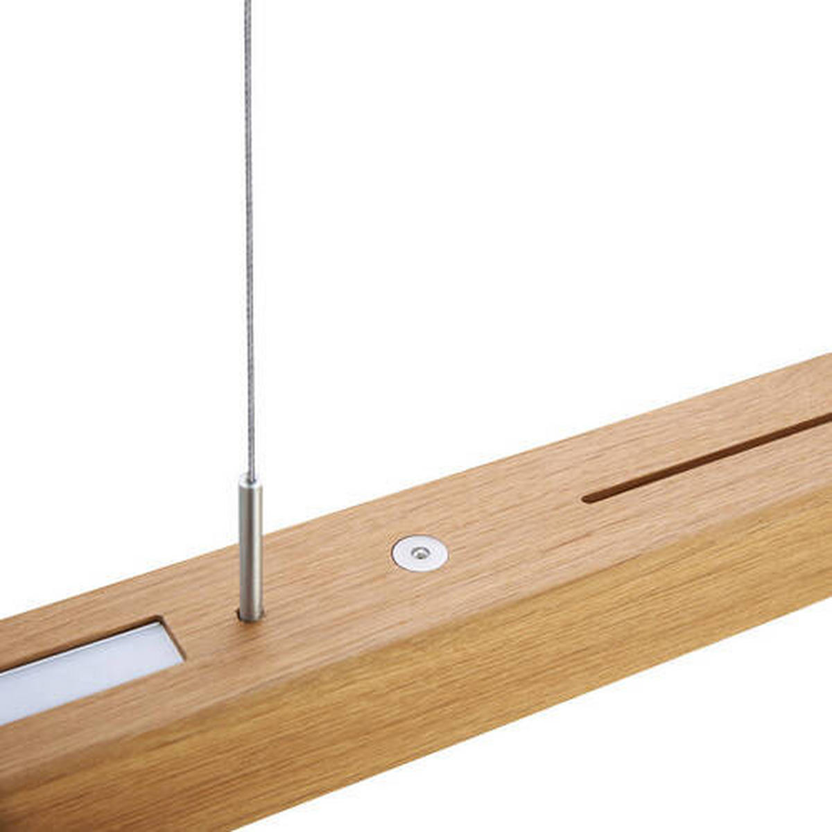 LED-PENDELLEUCHTE 121/6/105-160 cm    - Weiss/Silberfarben, Design, Holz/Kunststoff (121/6/105-160cm) - Herzblut