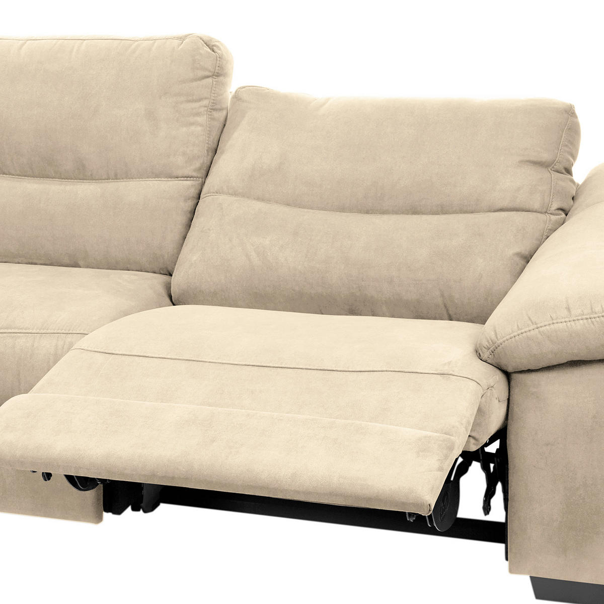 2,5-SITZER Flachgewebe Beige  - Beige/Schwarz, Design, Holz/Textil (214/97/97cm) - Livetastic