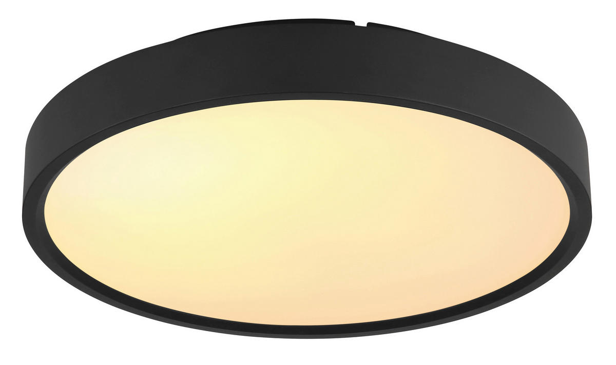LED-DECKENLEUCHTE Jess 39/7,7 cm  - Opal/Schwarz, Design, Kunststoff/Metall (39/7,7cm) - Globo