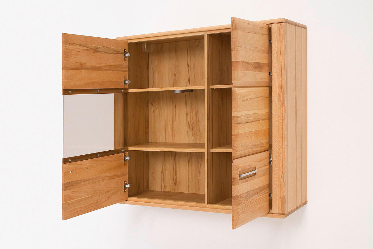WOHNWAND  in Buchefarben  303/209/51 cm  - Silberfarben/Buchefarben, Design, Glas/Holz (303/209/51cm) - Livetastic