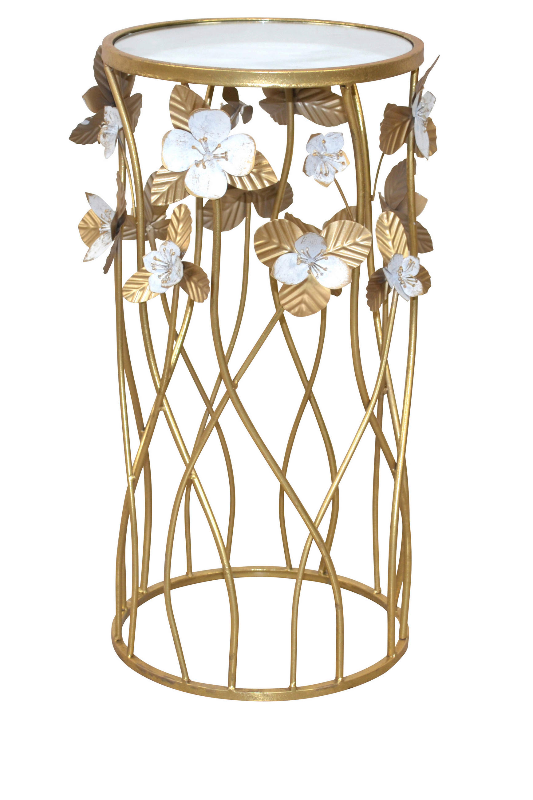 BEISTELLTISCH 30/30/60 cm Goldfarben rund  - Goldfarben, Design, Glas/Metall (30/30/60cm) - MID.YOU