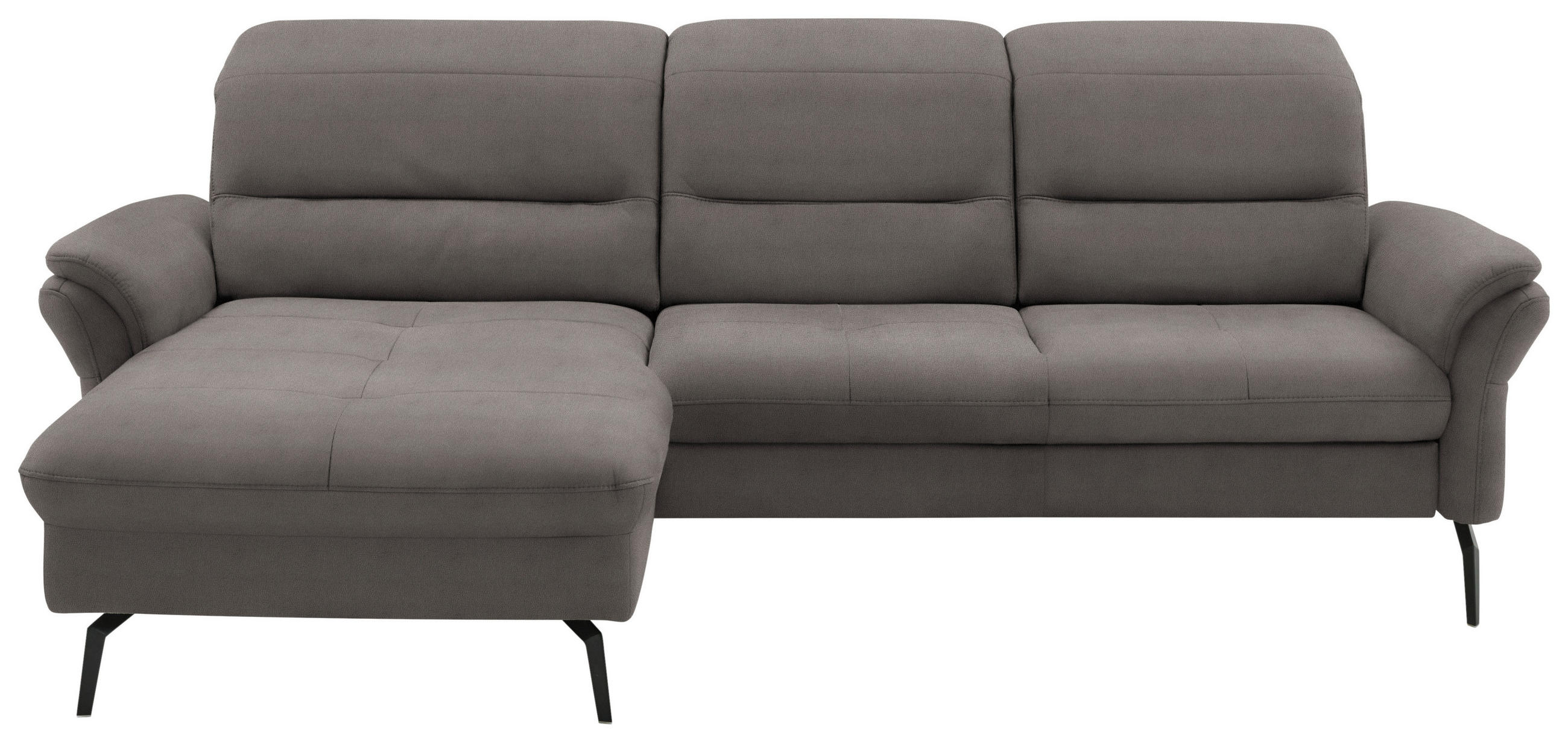 ECKSOFA in Flachgewebe Hellgrau  - Hellgrau/Schwarz, Konventionell, Textil/Metall (181/260cm) - Beldomo Speed
