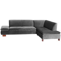 ECKSOFA Anthrazit Samt, Velours  - Dunkelbraun/Anthrazit, Design, Holz/Textil (270/190cm) - Max Winzer