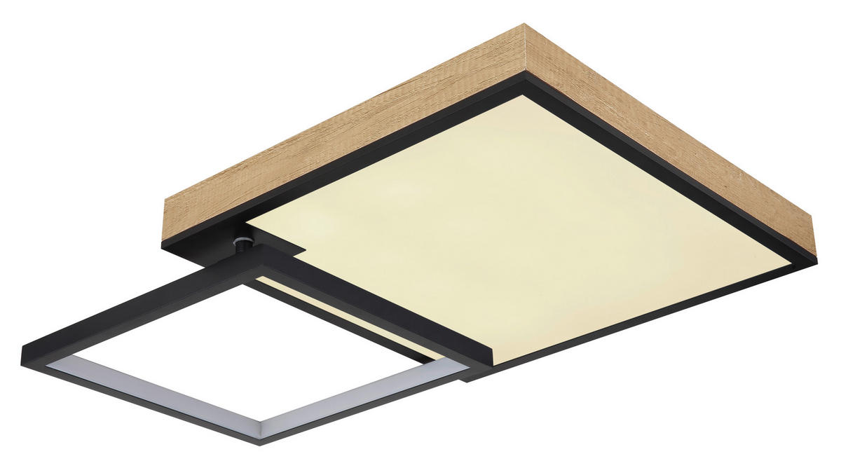 LED-DECKENLEUCHTE 40 W    85,5/55/10 cm  - Dunkelbraun/Opal, Design, Holzwerkstoff/Kunststoff (85,5/55/10cm) - Globo