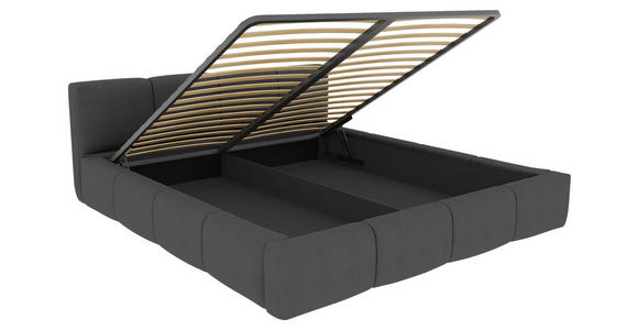 POLSTERBETT 140/200 cm,  in Anthrazit, Lattenrost, Bettkasten,  - Anthrazit/Schwarz, Design, Holz/Textil (140/200cm) - Xora