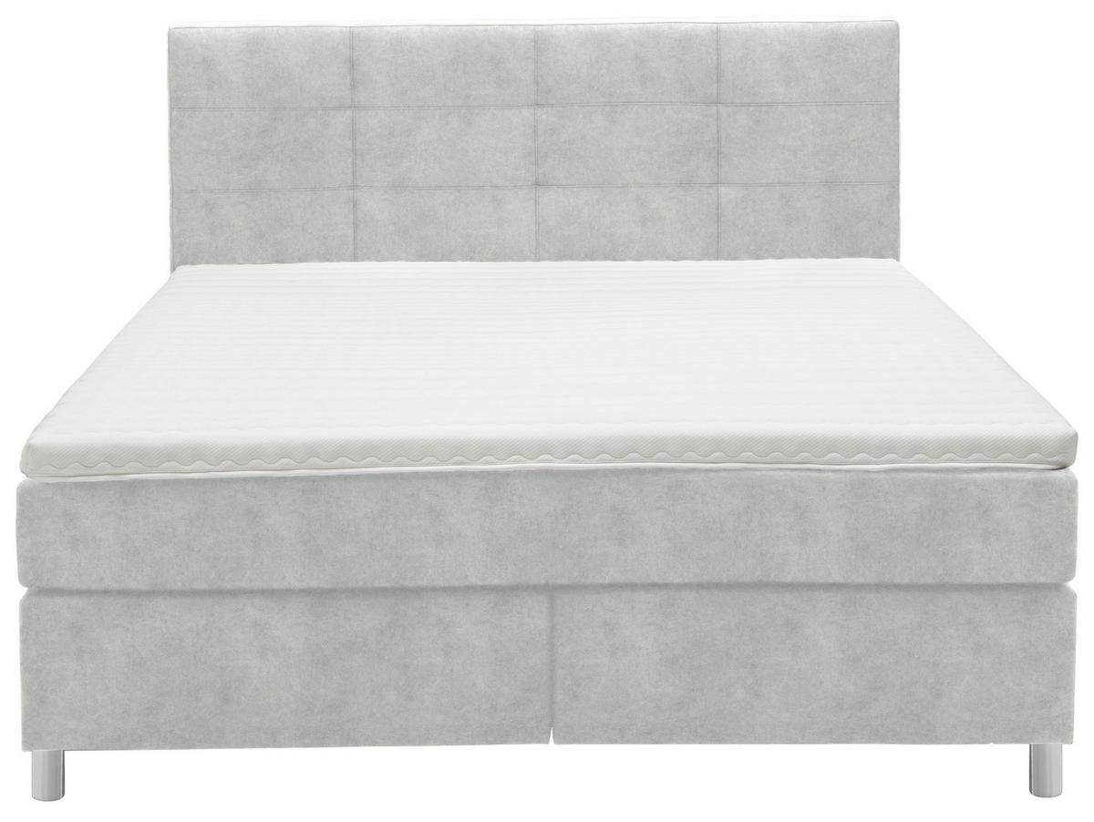 BOXSPRINGBETT 160/200 cm  in Hellgrau  - Chromfarben/Hellgrau, Konventionell, Kunststoff/Textil (160/200cm) - Voleo