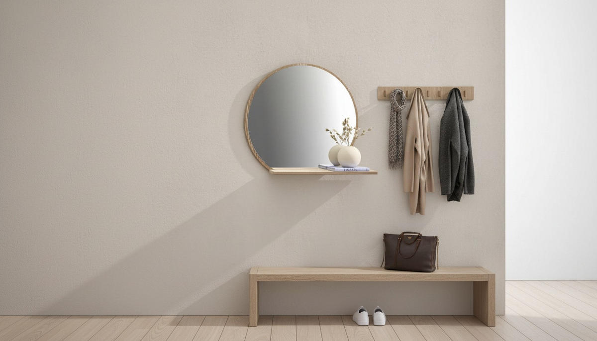 WANDSPIEGEL  - Eichefarben, Design, Glas/Holzwerkstoff (65/56/17cm) - Xora