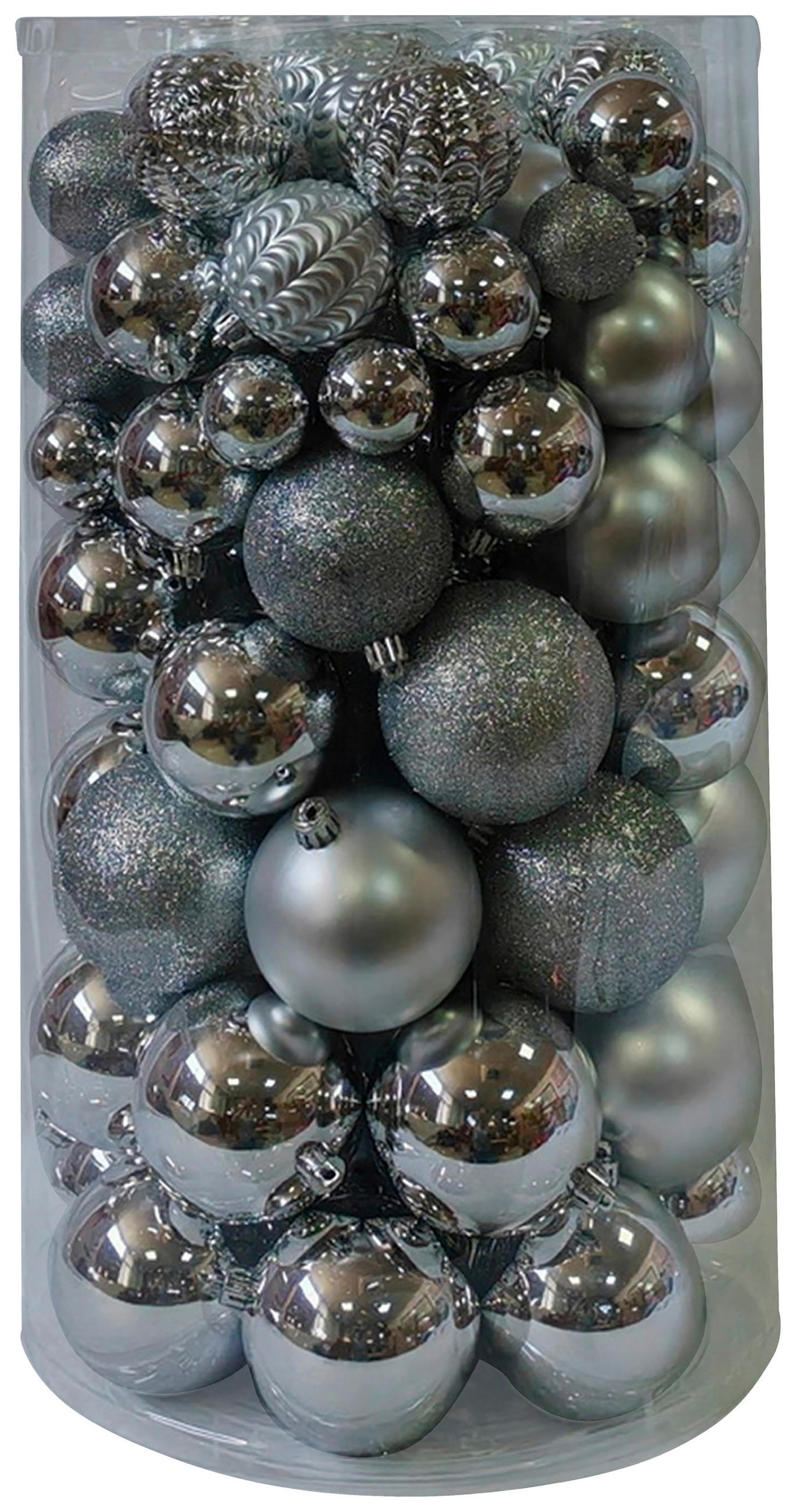CHRISTBAUMKUGEL-SET 8 cm 100-teilig Baubles  - Silberfarben, Basics, Kunststoff (8cm) - X-Mas