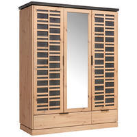 KLEIDERSCHRANK 152,7/195,2/60,2 cm 3-türig Eiche Artisan  - Schwarz/Eiche Artisan, LIFESTYLE, Holzwerkstoff/Metall (152,7/195,2/60,2cm) - Xora