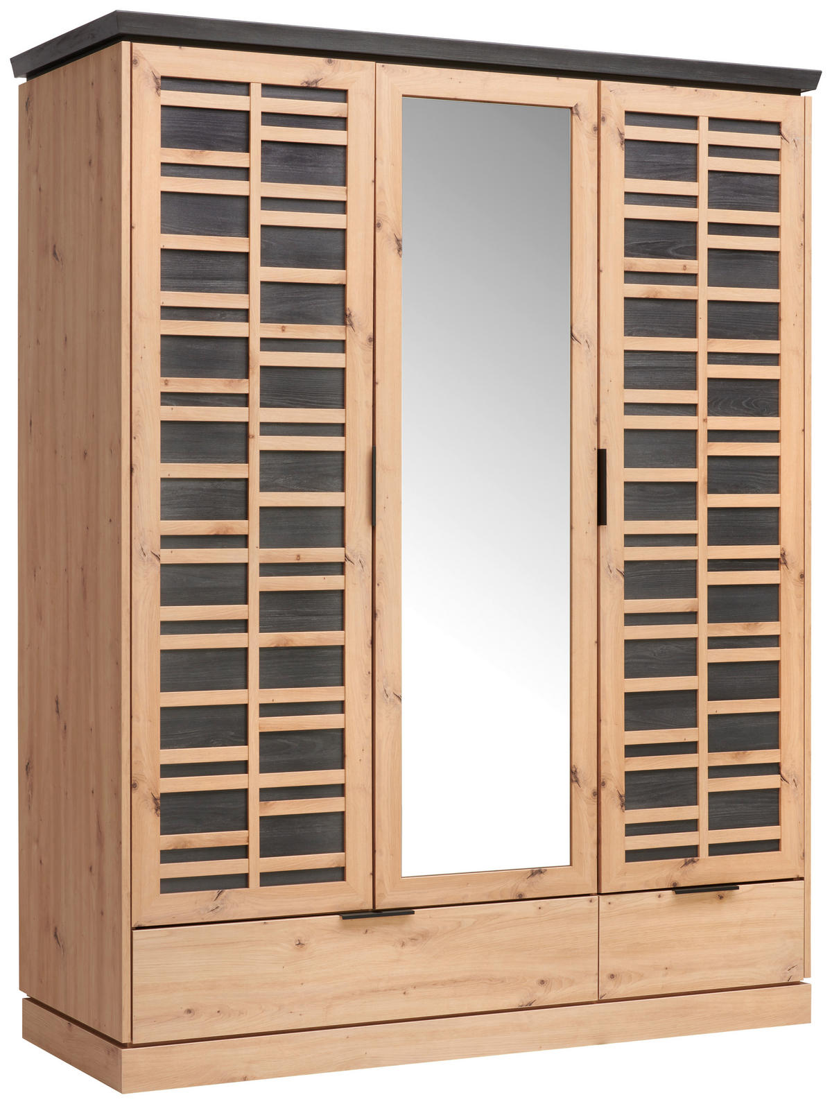 KLEIDERSCHRANK 152,7/195,2/60,2 cm 3-türig Eiche Artisan  - Schwarz/Eiche Artisan, LIFESTYLE, Holzwerkstoff/Metall (152,7/195,2/60,2cm) - Xora