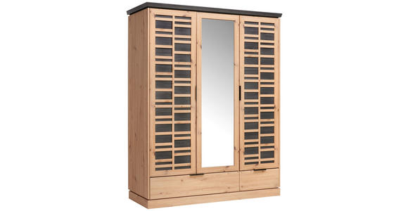 KLEIDERSCHRANK  in Eiche Artisan  - Schwarz/Eiche Artisan, LIFESTYLE, Holzwerkstoff/Metall (152,7/195,2/60,2cm) - Xora