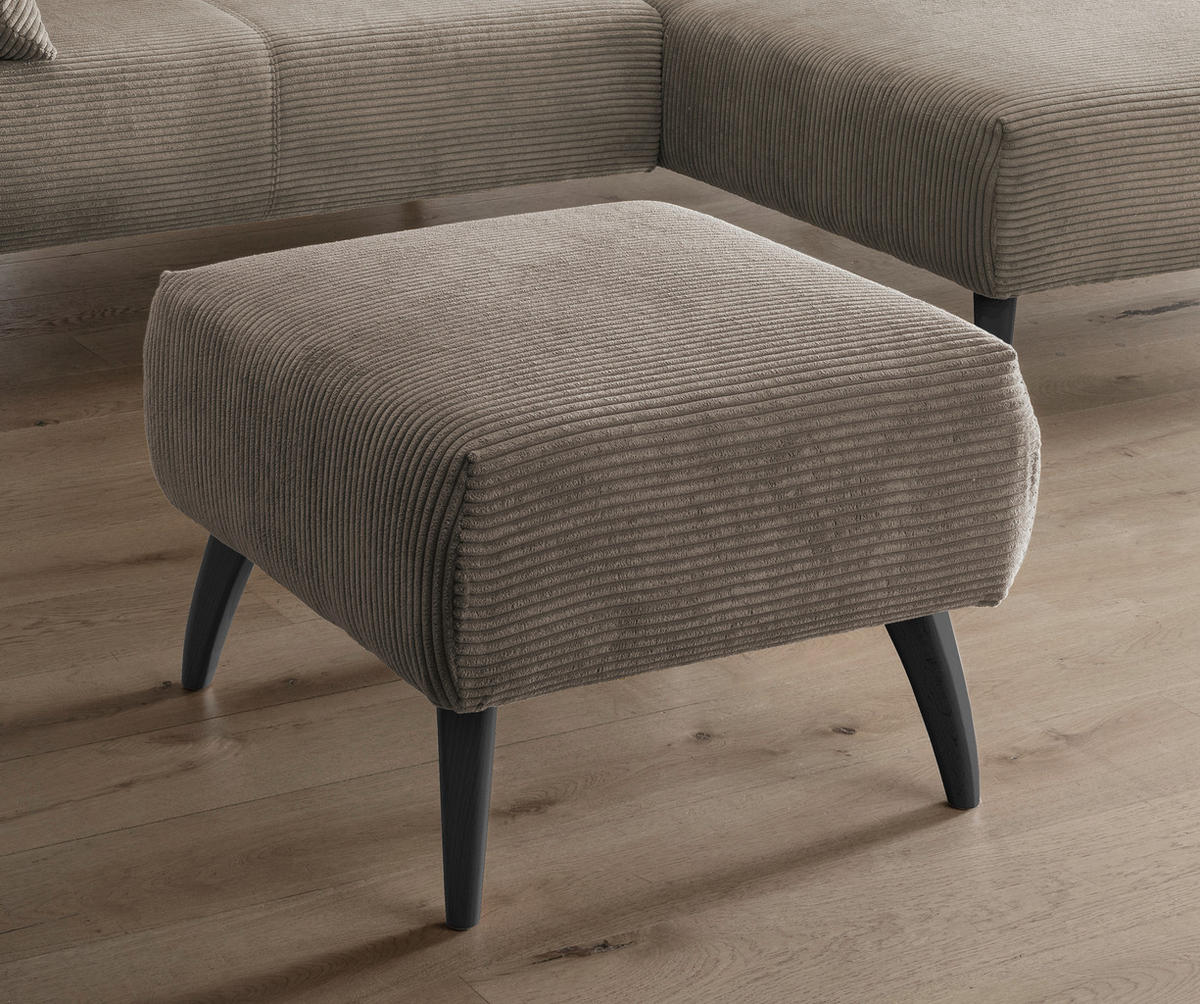 HOCKER in Holz, Textil Graubraun  - Graubraun/Schwarz, MODERN, Holz/Textil (66/44/66cm) - MID.YOU