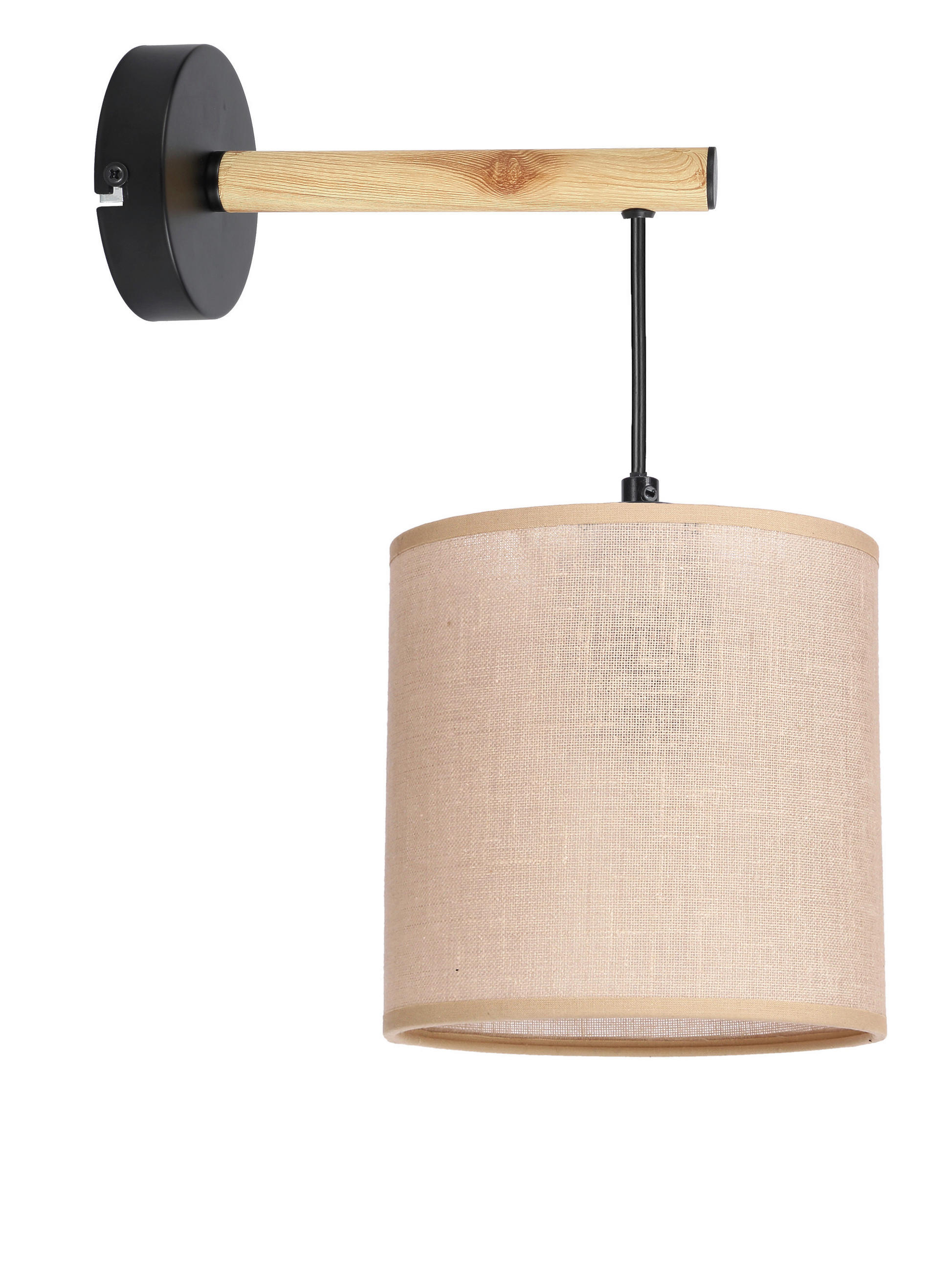 WANDLEUCHTE 23/15/33 cm   - Beige/Schwarz, Natur, Kunststoff/Metall (23/15/33cm)