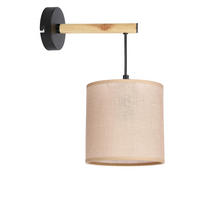 WANDLEUCHTE 23/15/33 cm   - Beige/Schwarz, Natur, Kunststoff/Metall (23/15/33cm)