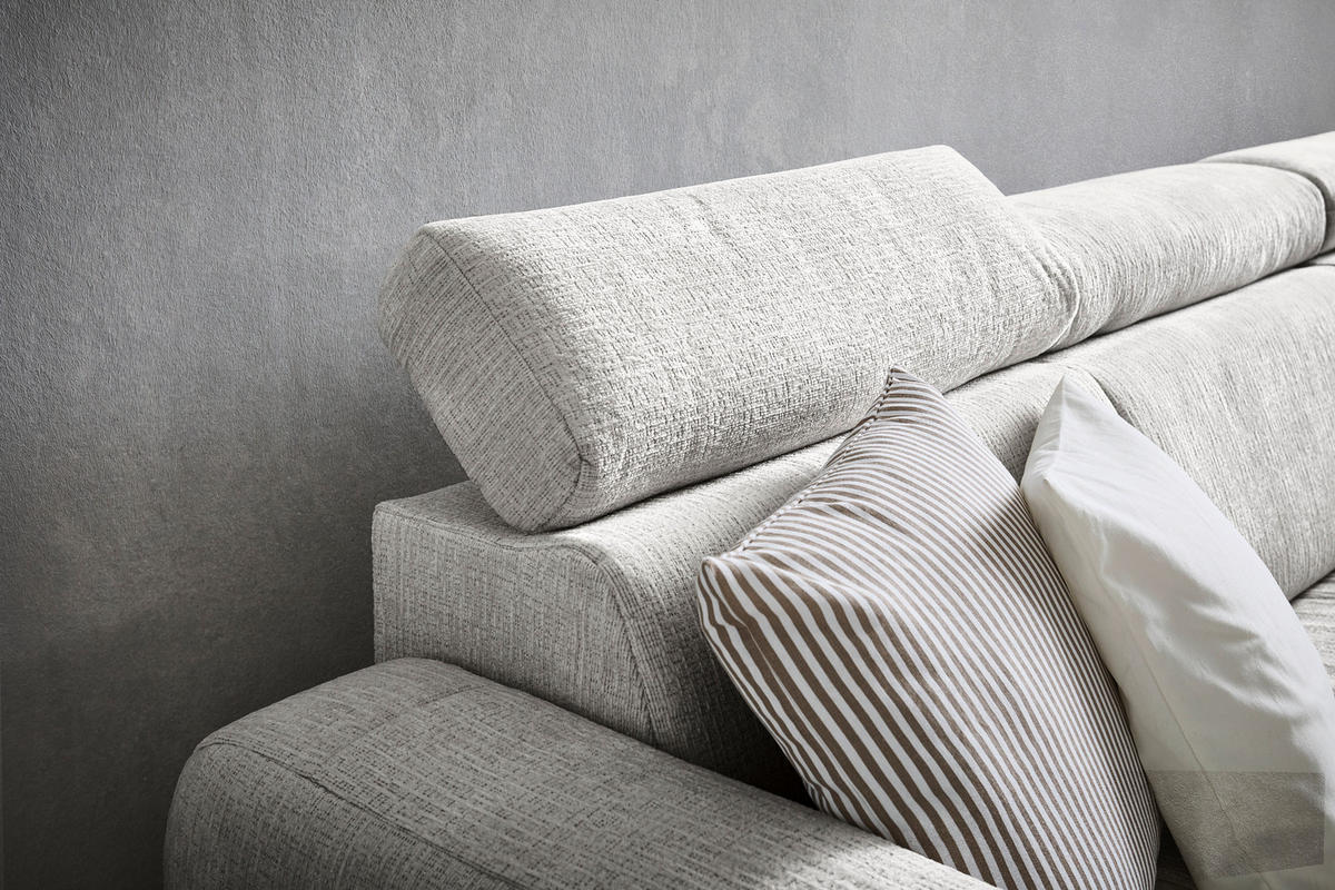 ECKSOFA inkl. Funktionen Grau Samt  - Grau, Natur, Holz/Textil (261/206cm) - Venda