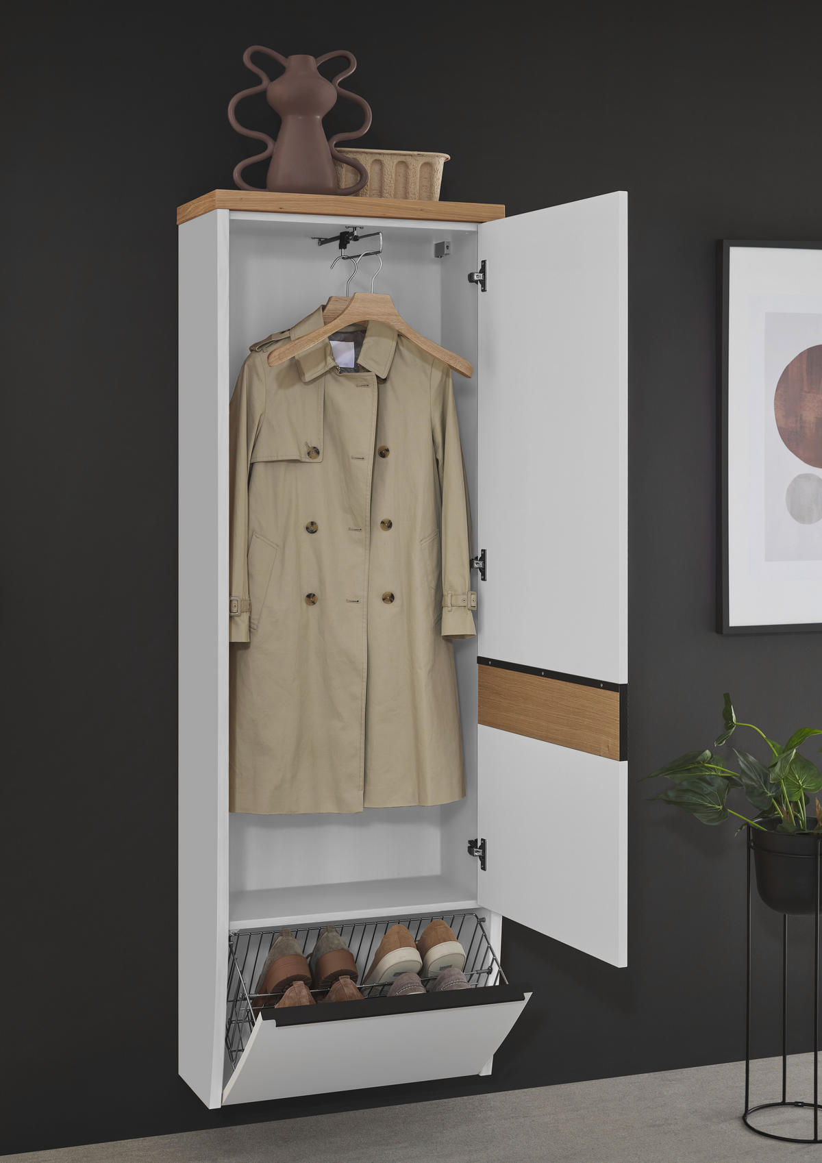 GARDEROBENSCHRANK  in 64/187/31 cm  - Eichefarben/Anthrazit, Design, Holz/Holzwerkstoff (64/187/31cm) - Dieter Knoll