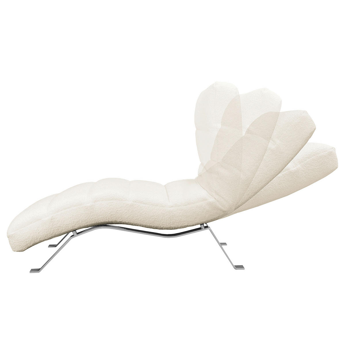 RELAXLIEGE SWING Bouclé Weiß  - Silberfarben/Weiß, Design, Textil/Metall (65/65-95/171cm) - Livetastic