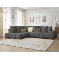 ECKSOFA Ottomane links  EVEREST Dunkelgrau Struktur  - Dunkelgrau/Schwarz, MODERN, Kunststoff/Textil (210/352cm)