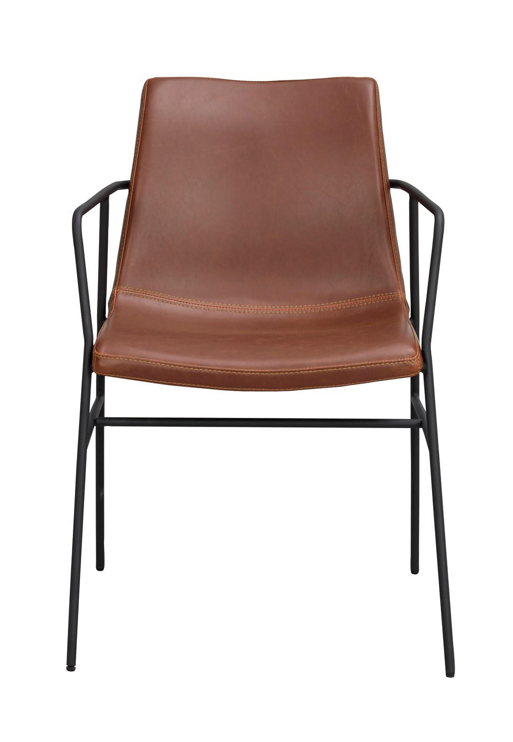 STOL läderimitation  - brun/svart, Klassisk, metall/textil (58/76/51cm) - Rowico