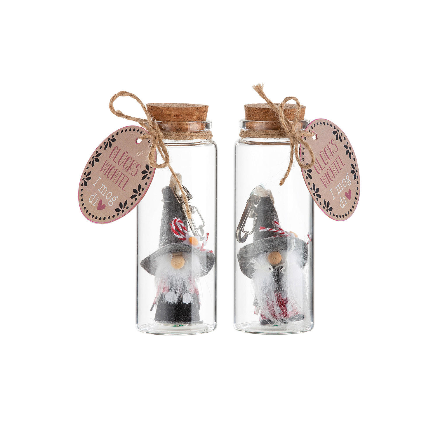 DEKOFLASCHE - Klar/Hellgrau, LIFESTYLE, Glas/Textil (5cm)