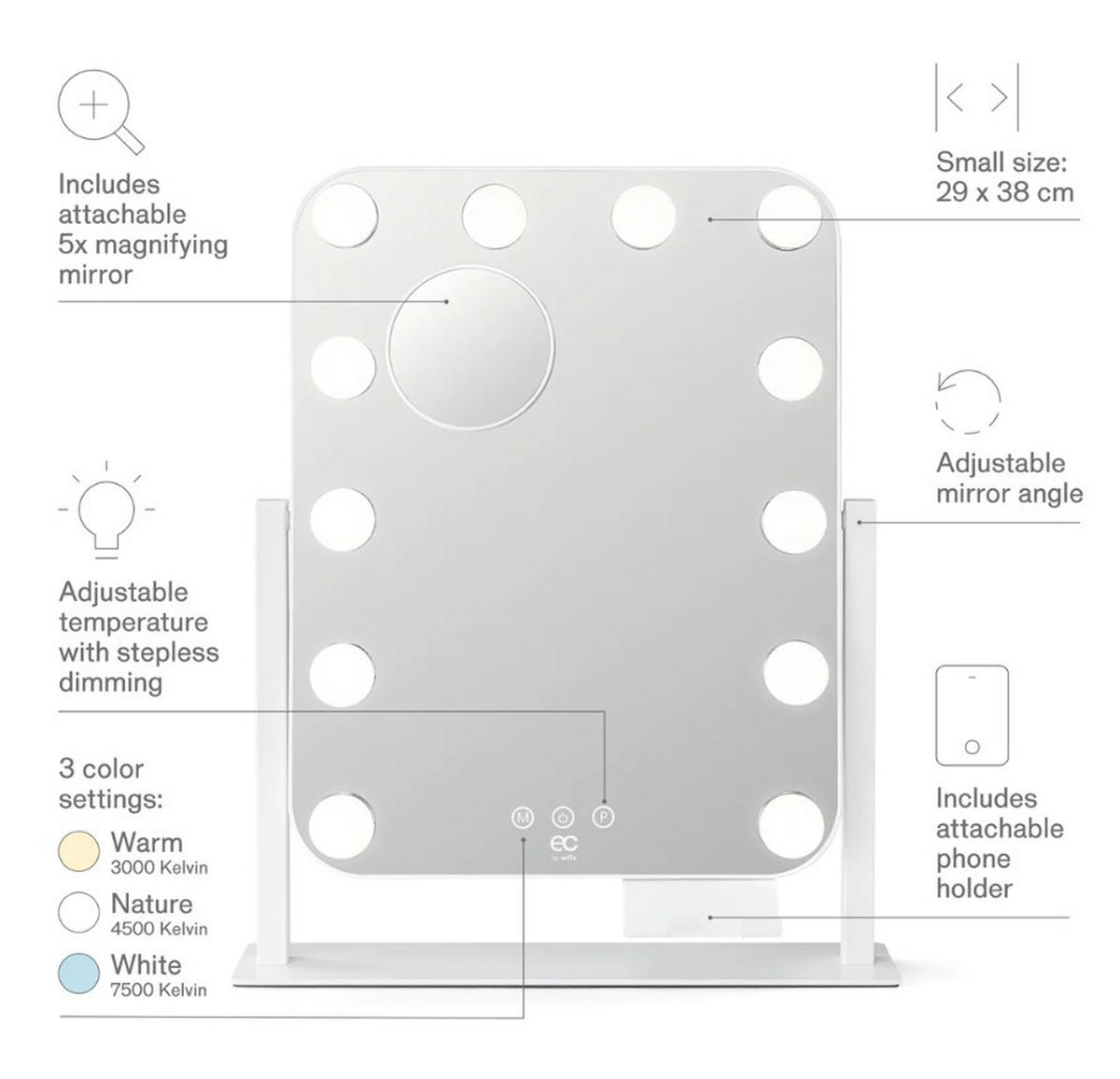 SMINKSPEGEL 35/43,8/7 cm  - vit, Basics (35/43,8/7cm) - Best Price