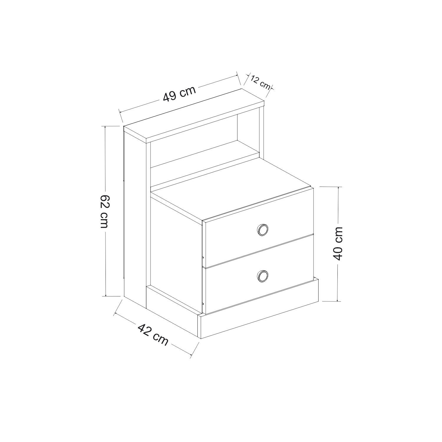 Thumbnail - Livetastic Nachttisch Life Nachttisch, Weiß, Holzwerkstoff, Uni, 2 Schublade(n) Schubladen, 49x62x42 cm, einfacher Aufba...